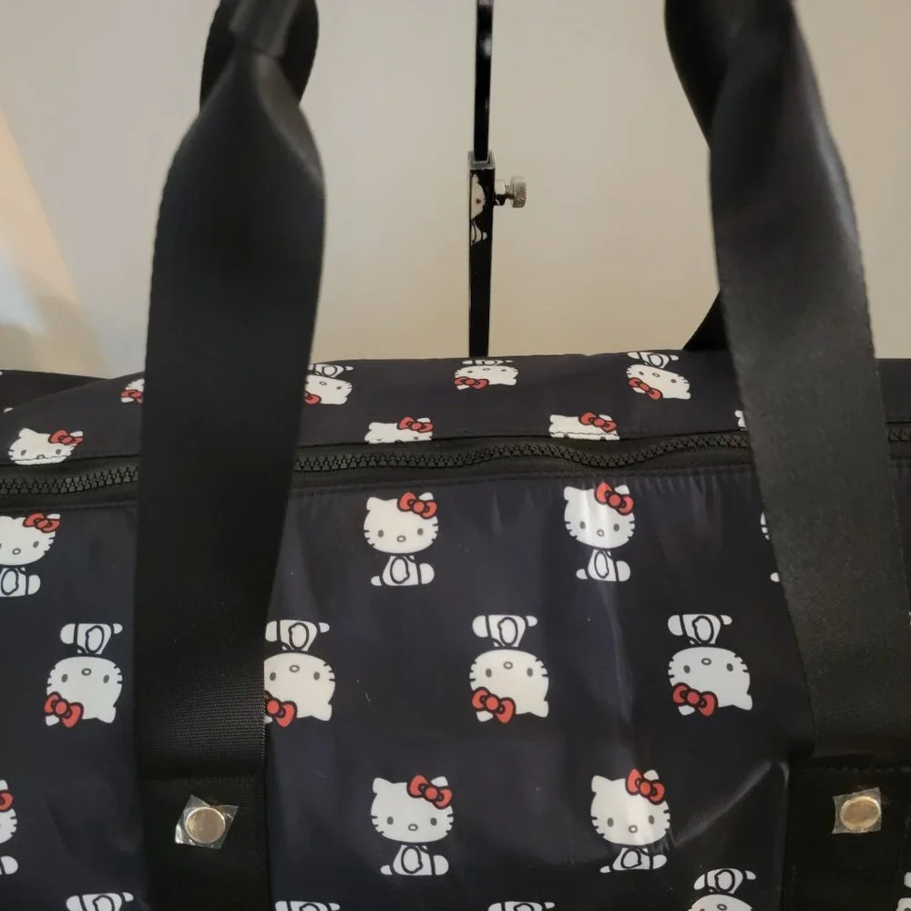 Hello Kitty Duffle Bag Sanrio Navy Weekender Travel Gym Overnight Bag New - Picture 8 of 10